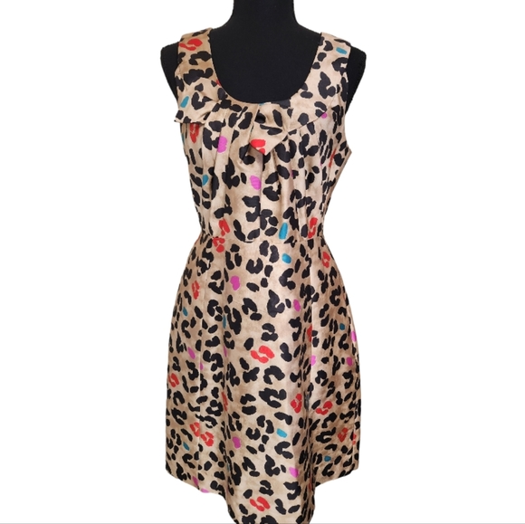 kate spade Dresses & Skirts - KATE SPADE sleeveless fit & flare animal print midi dress sundress tan black 6